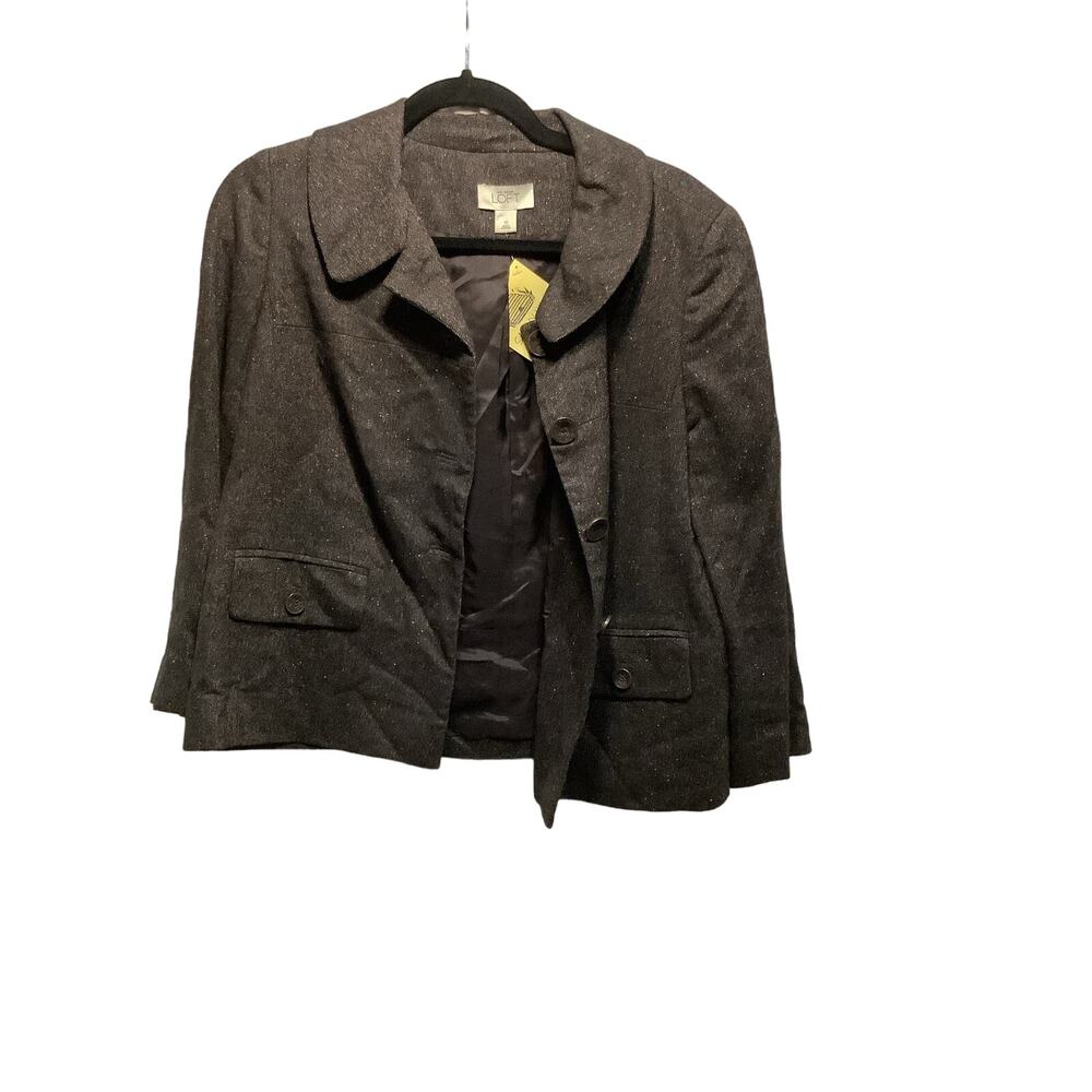 Ann Taylor Loft Tweed Style Wool Blazer Size 10